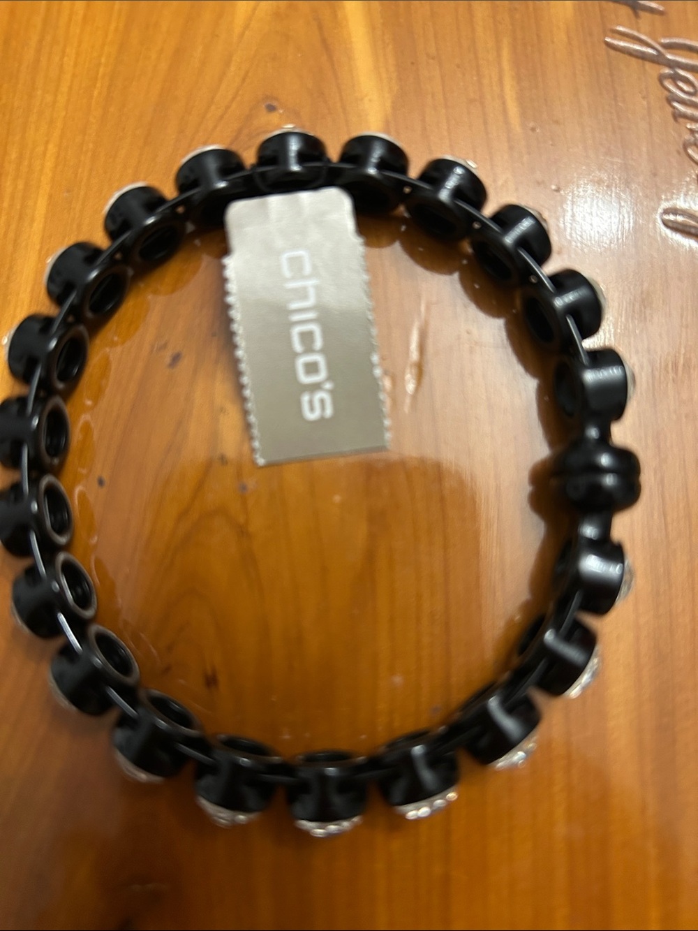 Chico's Black Beaded Stretch Bracelet with Silver Accents